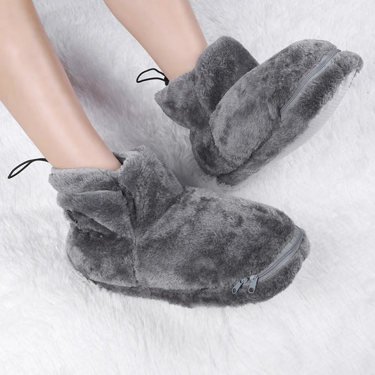 USB Beheizte Hausschuhe Damen Herren - Plüsch Innenpantoffeln Für Warme Füße-1