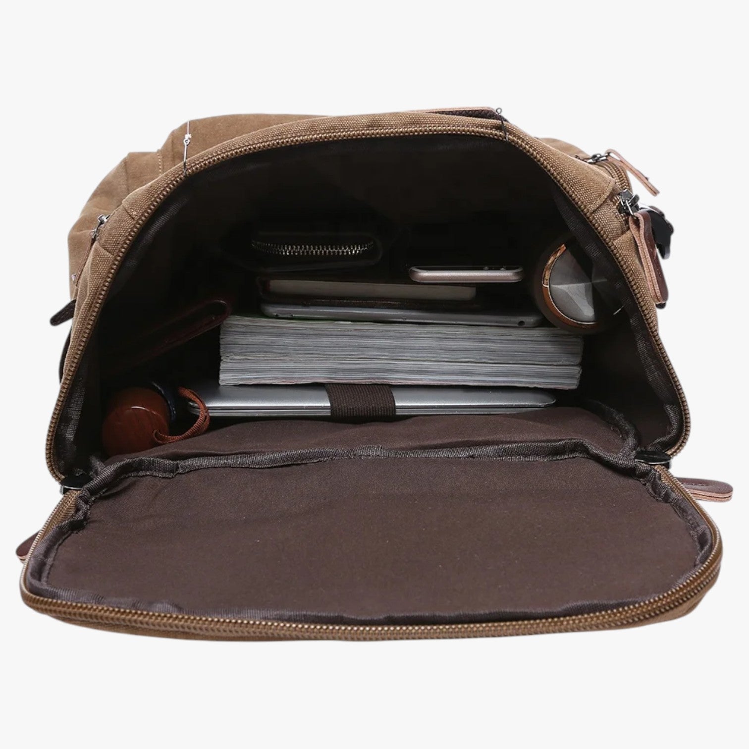 Vintage Canvas Rucksack für Damen und Herren mit Laptopfach – Geräumig und Stilvoll für Schule und Alltag-5