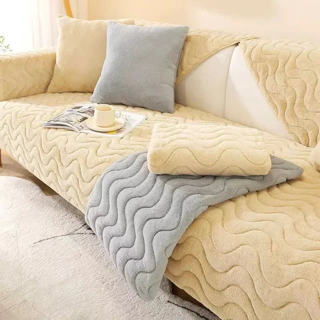 Sofabezug Wasserdicht Rutschfest Einfarbig Größe M Polyester-6