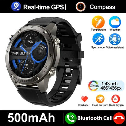 TrekSight X – Outdoor-Smartwatch mit GPS, Kompass & Gesundheitsüberwachung