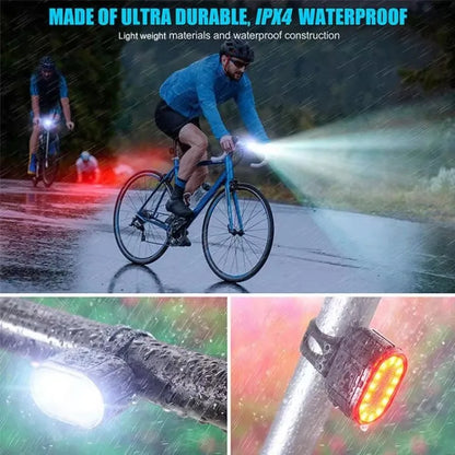 Wiederaufladbare Fahrradlichter Set - Superhelle LED Fahrradbeleuchtung mit USB, Wasserdicht und Mehreren Modi-4