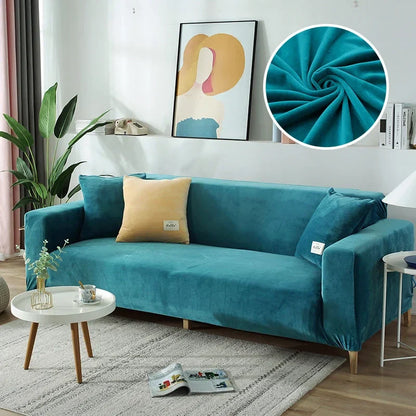 Sofabezug Stretch-Samt Grau Größe L Hochwertiger Sofahusse-2