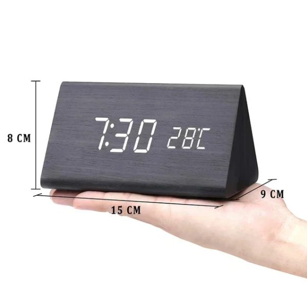 Variant image for LED-Holzuhr mit Sprachsteuerung – Moderne Holzdesign Uhr mit Klarer LED-Anzeige-2
