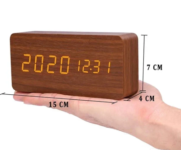 Variant image for LED-Holzuhr mit Sprachsteuerung – Moderne Holzdesign Uhr mit Klarer LED-Anzeige-6