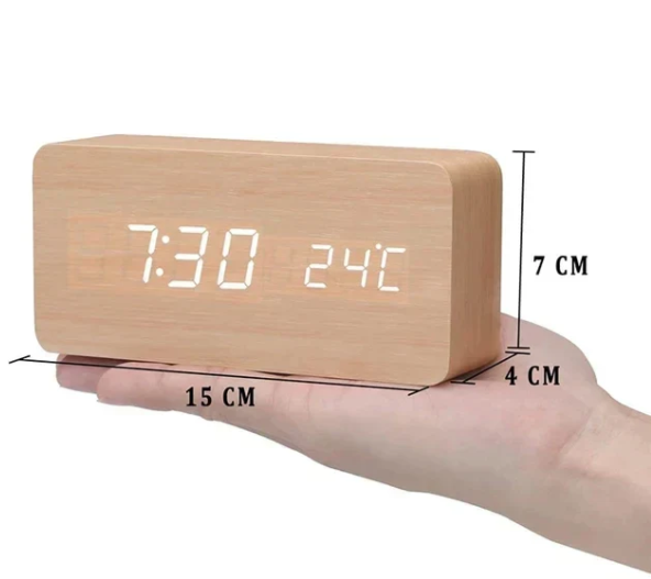 Variant image for LED-Holzuhr mit Sprachsteuerung – Moderne Holzdesign Uhr mit Klarer LED-Anzeige-8