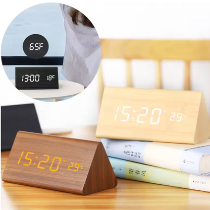 LED-Holzuhr mit Sprachsteuerung – Moderne Holzdesign Uhr mit Klarer LED-Anzeige-2