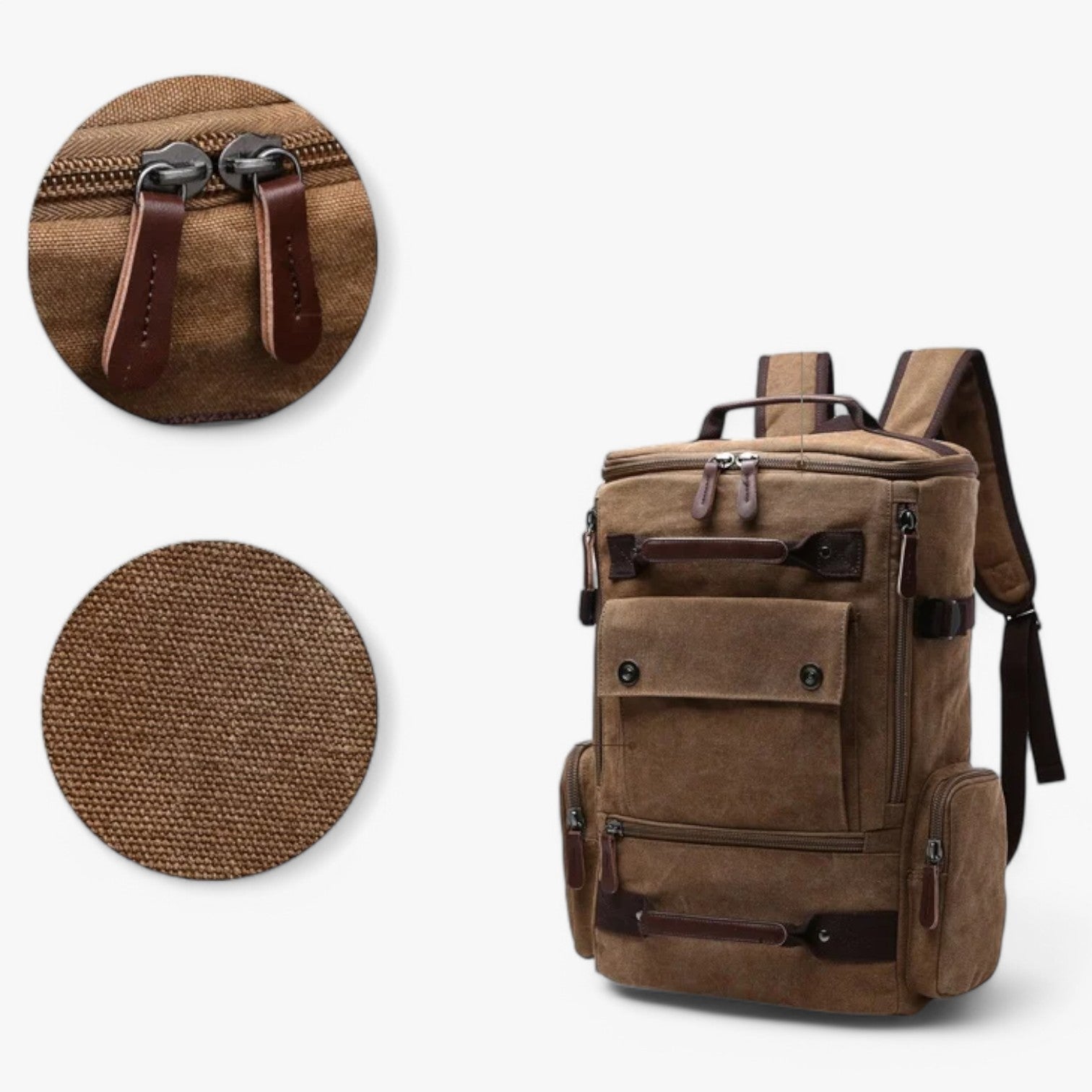 Vintage Canvas Rucksack für Damen und Herren mit Laptopfach – Geräumig und Stilvoll für Schule und Alltag-6