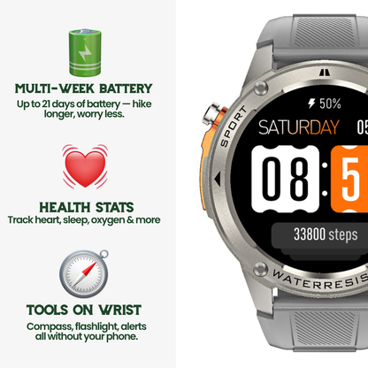 TrekSight X – Outdoor-Smartwatch mit GPS, Kompass & Gesundheitsüberwachung