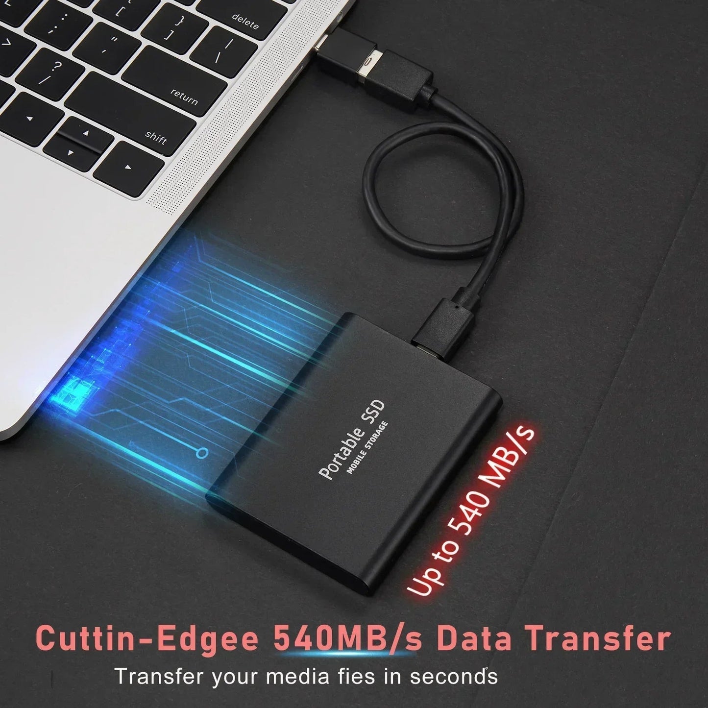 SpeedVault SSD – Externe 128TB Festplatte mit ultraschnellem USB-C & USB 3.1 Anschluss