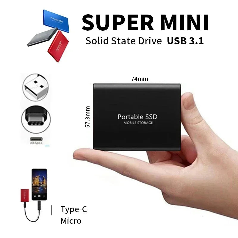 SpeedVault SSD – Externe 128TB Festplatte mit ultraschnellem USB-C & USB 3.1 Anschluss