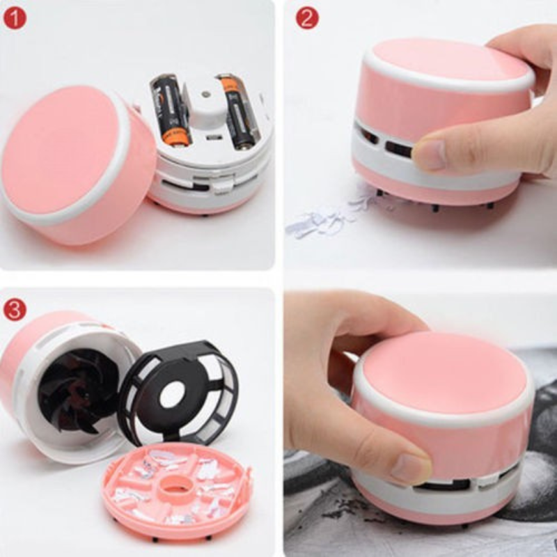 Portable Mini Vacuum – Tragbarer Tisch- & Auto-Staubsauger mit Bürstenaufsatz