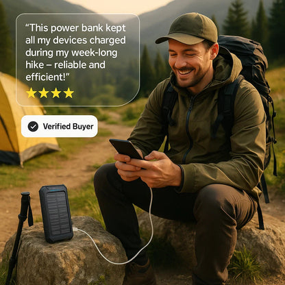 SOLARVAULT – Wasserdichter Solar Power Bank mit 500000mAh & Dual-USB