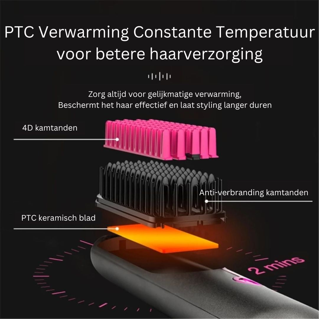 Sleekstyle - Elektrische Haarbürste mit 3 Temperaturstufen für glattes Haar-5