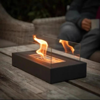 FlameGlow Bioethanol Tischkamin – Tragbar & Stilvoll für drinnen & draußen