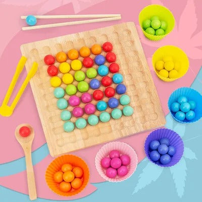 Colormatch – Montessori Perlensortierspiel aus Holz zur Förderung von Farben & Zählen