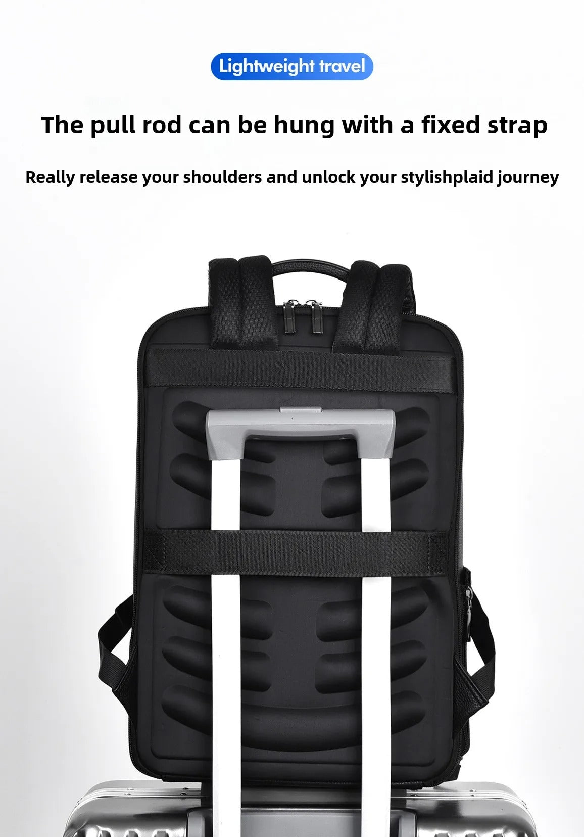 Eleganter Leder-Rucksack Damen/Herren mit USB-Anschluss für Laptop und Alltag, 15,6 Zoll, Schwarz