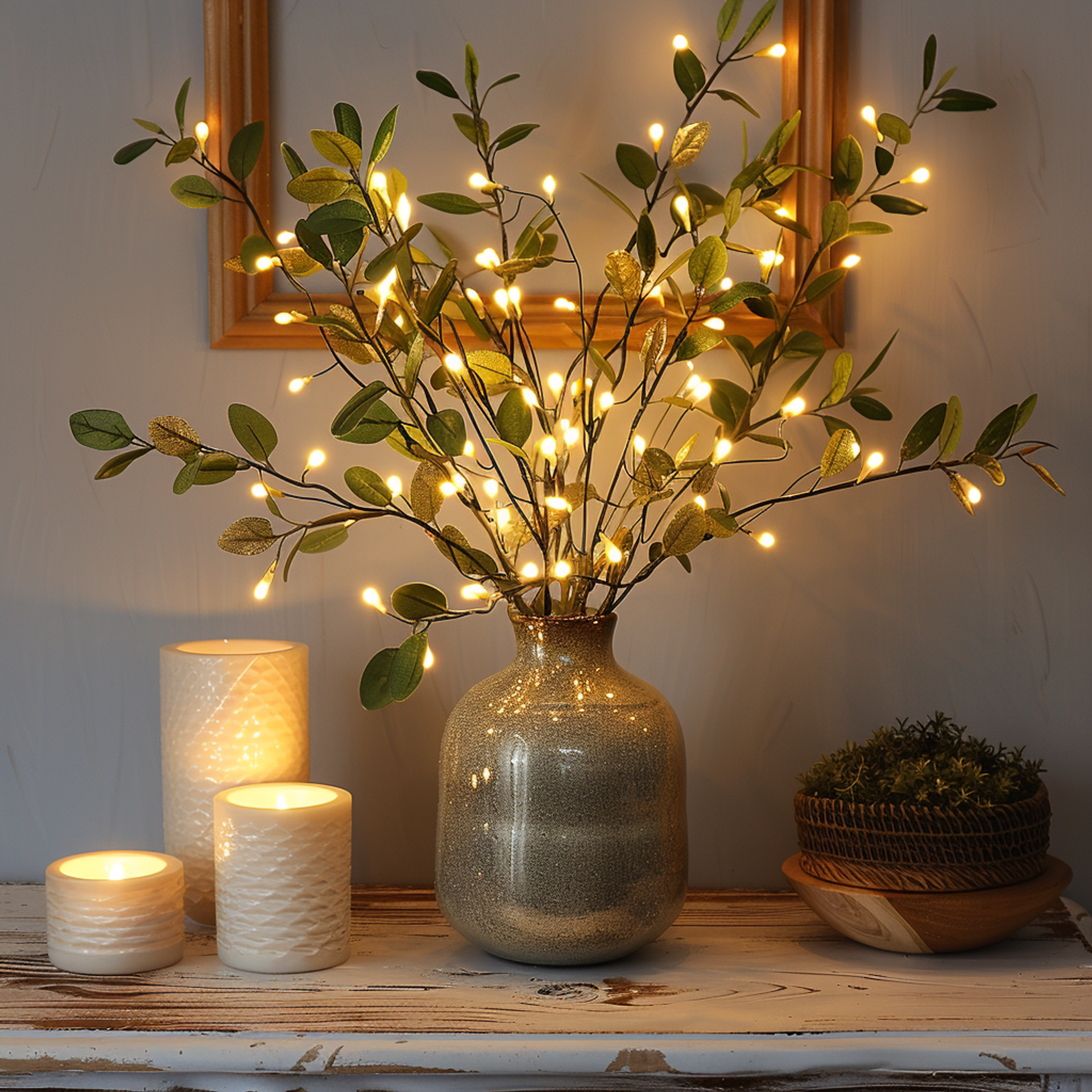 Elegantes Lichtkabel mit Olivenzweig-Design und 120 Warmweißen LEDs für eine Bezaubernde Atmosphäre-6