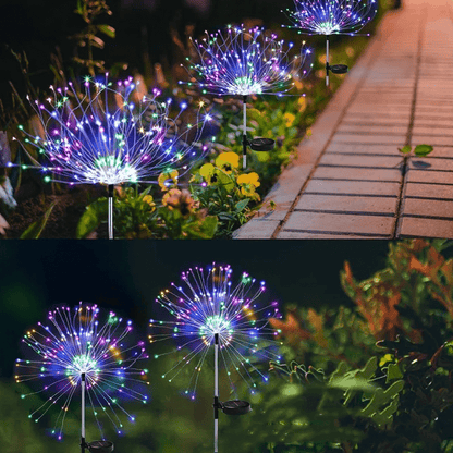 Solar Gartenlampe – Elegante LED Feuerwerkslichter für Außenbereiche, IP65, Solarbetriebene Beleuchtung