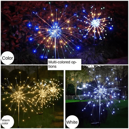 Solar Gartenlampe – Elegante LED Feuerwerkslichter für Außenbereiche, IP65, Solarbetriebene Beleuchtung