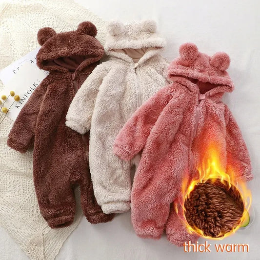 CozyCub Flannel Romper – Flauschiger Winterstrampler für Babys