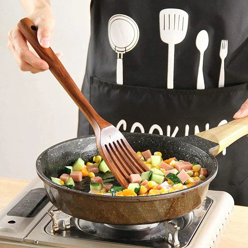 Teakholz Küchenutensilien Set – Elegante Kochutensilien für moderne Küchenhelfer-6